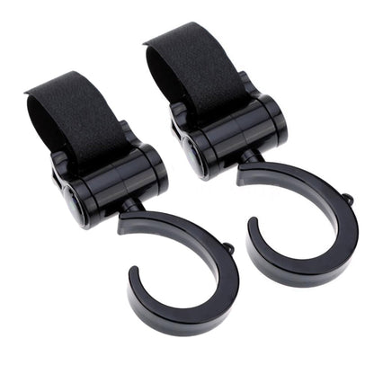 Rotatable Pram Bag Hooks (2pcs) with Velcro Straps by HitMyNeed