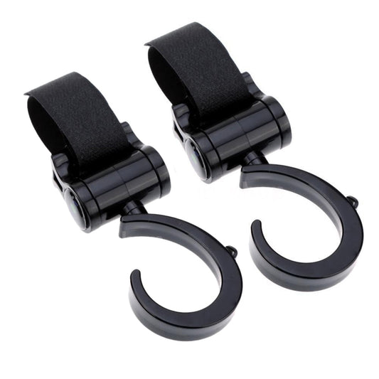 Rotatable Pram Bag Hooks (2pcs) with Velcro Straps by HitMyNeed