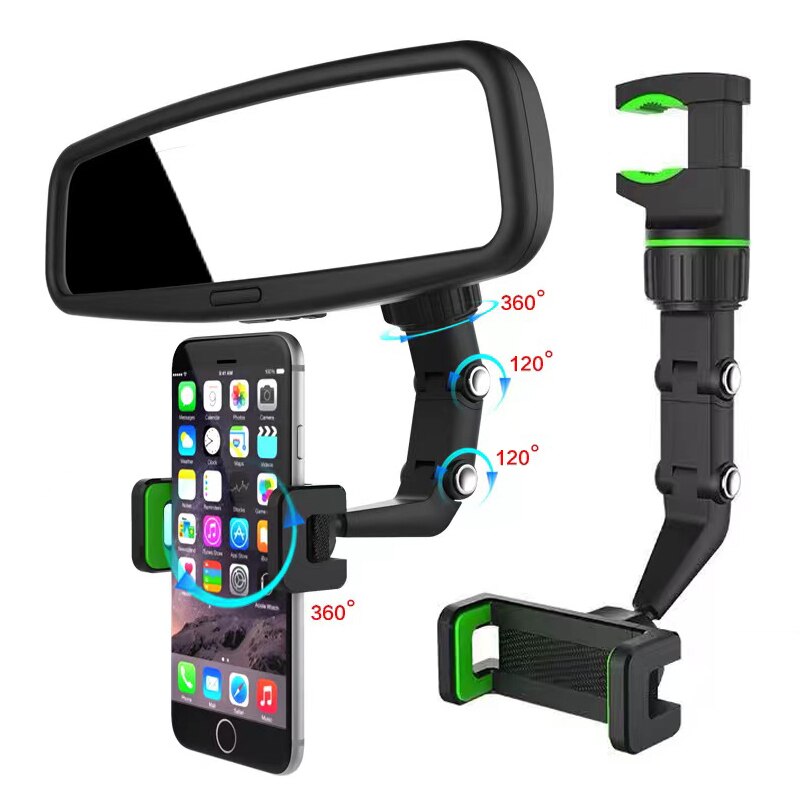 Rotatable Rearview Mirror Car Phone Holder Mount by HitMyNeed