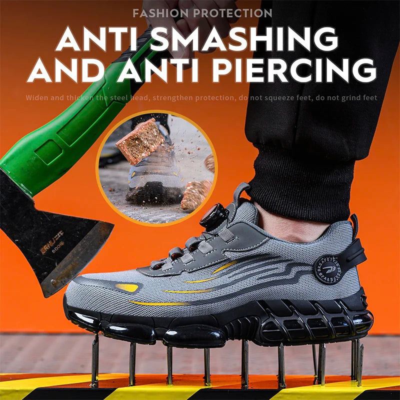 Rotating Dial Safety Work Shoes Anti-Smash Anti-Puncture by HitMyNeed