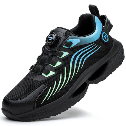 Rotating Dial Safety Work Shoes Anti-Smash Anti-Puncture 16-blue 37.0 by HitMyNeed