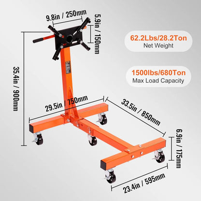 Rotating Engine Stand 1500 lb with 360° Adjustable Head by HitMyNeed