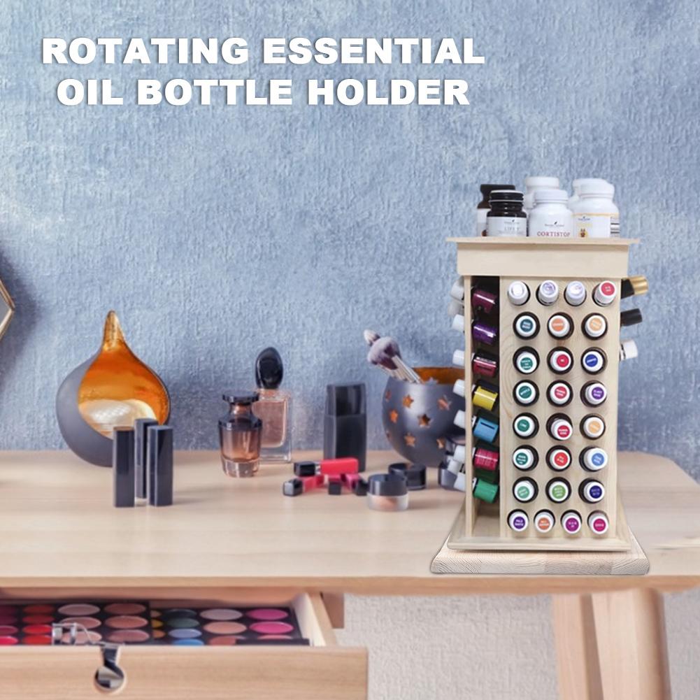 Rotating Essential Oil Holder Rack, Solid Wood by HitMyNeed