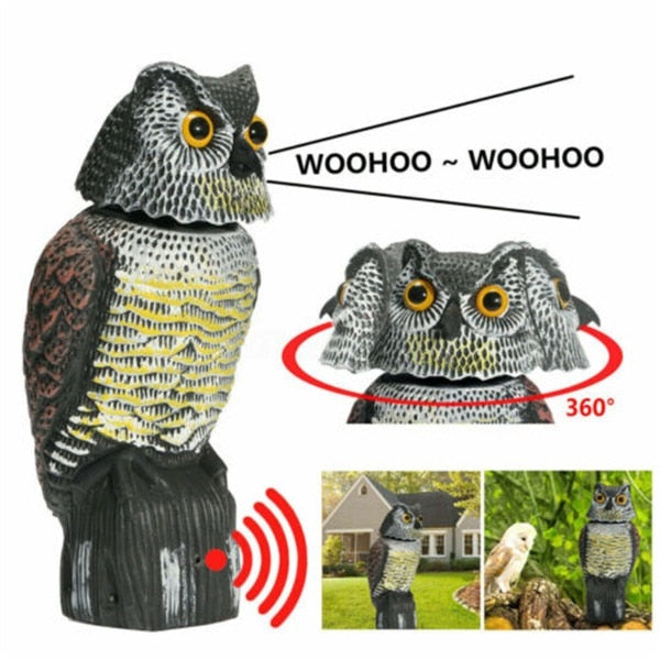 Rotating Head Garden Owl Decoy Pest Deterrent by HitMyNeed