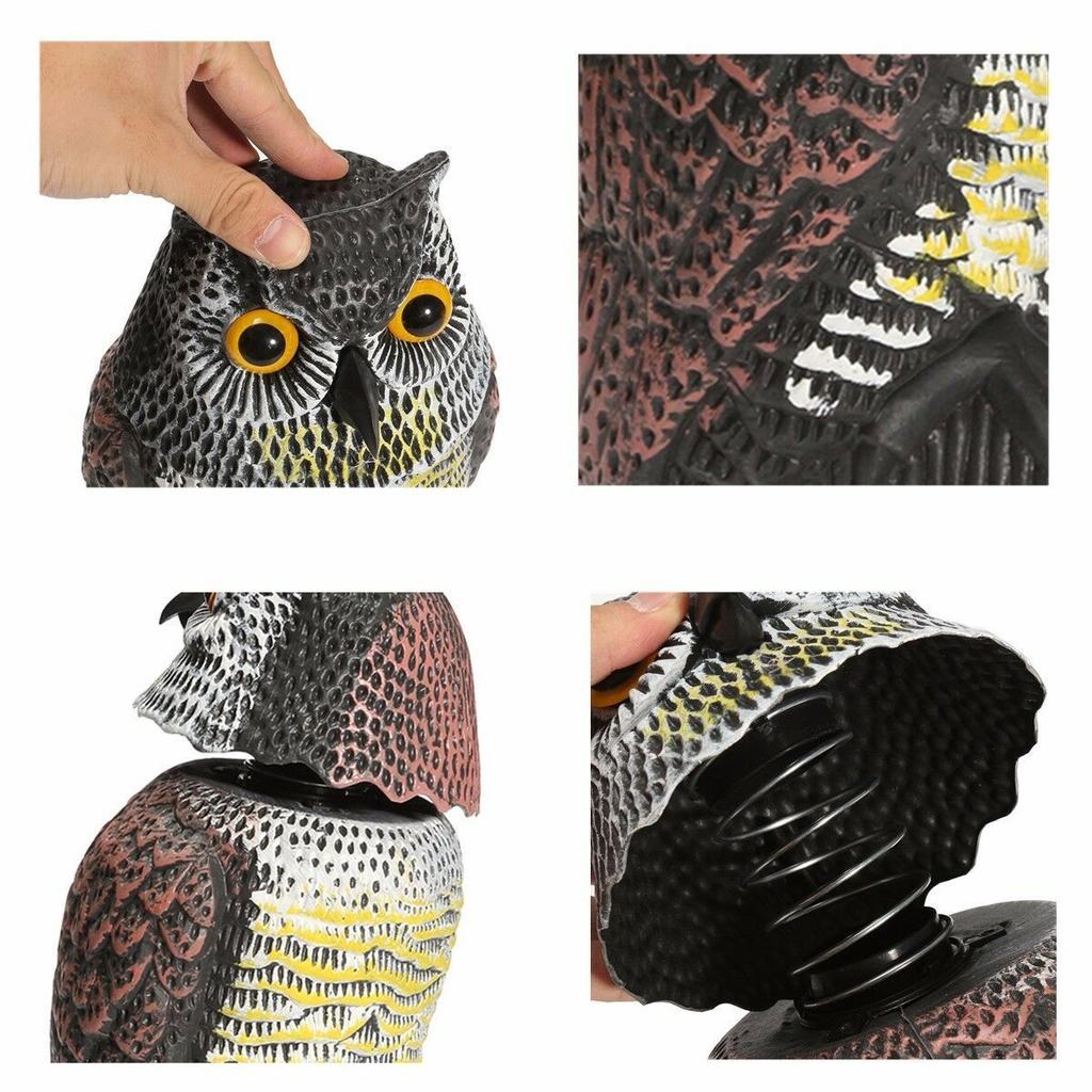 Rotating Head Garden Owl Decoy Pest Deterrent by HitMyNeed
