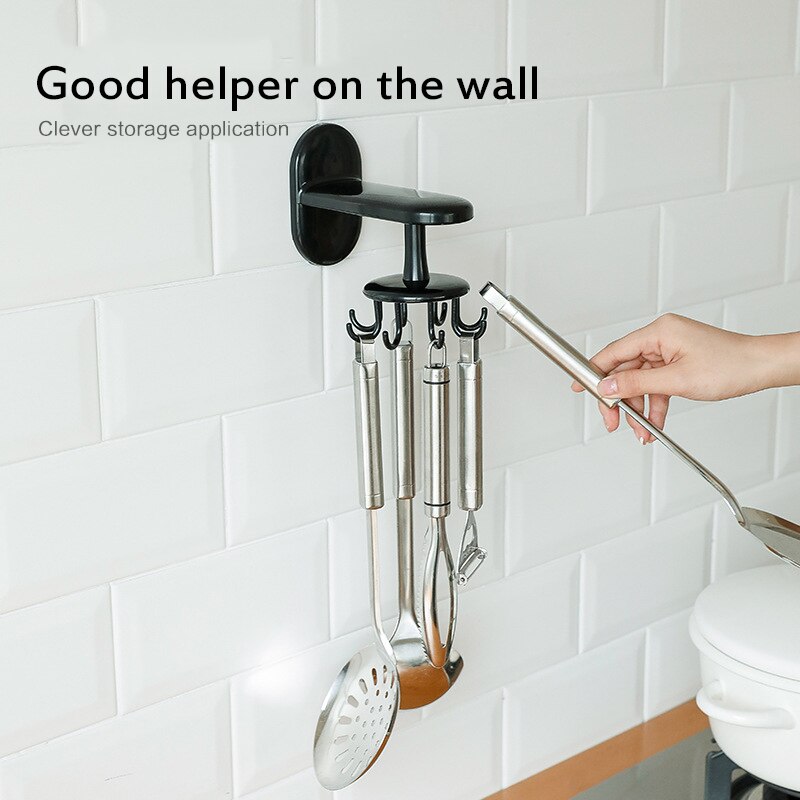 Rotating Kitchen Utensil Hanger with 6 Hooks by HitMyNeed