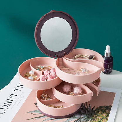 Rotating Multilayer Jewelry Storage Stand with Tray 1pc-pink by HitMyNeed
