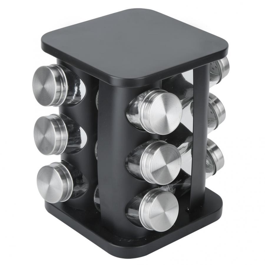 Rotating Spice Rack with 12 Glass Jars Organizer by HitMyNeed