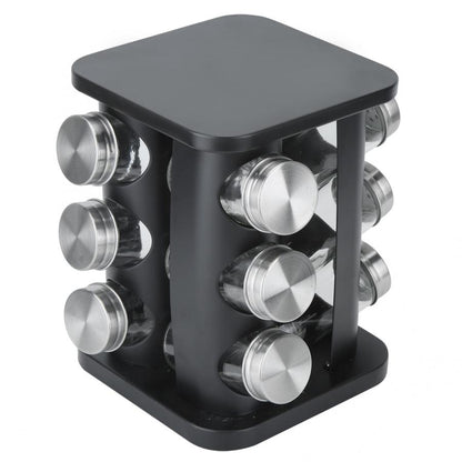 Rotating Spice Rack with 12 Glass Jars Organizer by HitMyNeed
