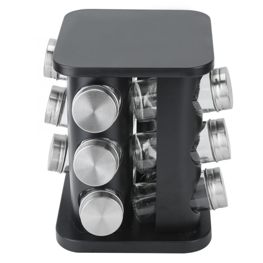 Rotating Spice Rack with 12 Glass Jars Organizer by HitMyNeed