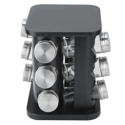 Rotating Spice Rack with 12 Glass Jars Organizer by HitMyNeed
