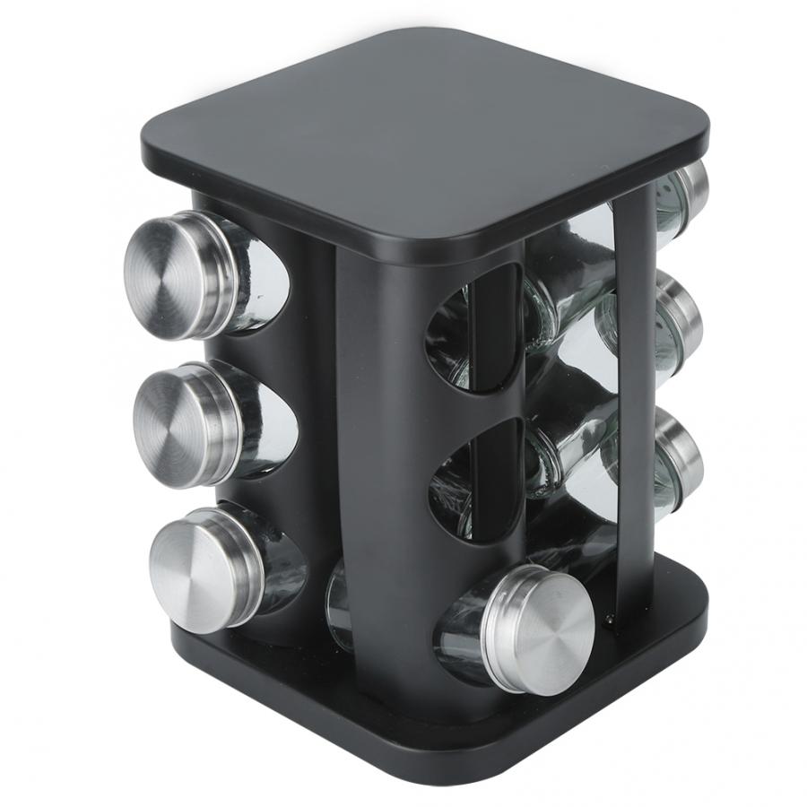 Rotating Spice Rack with 12 Glass Jars Organizer by HitMyNeed
