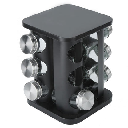 Rotating Spice Rack with 12 Glass Jars Organizer by HitMyNeed