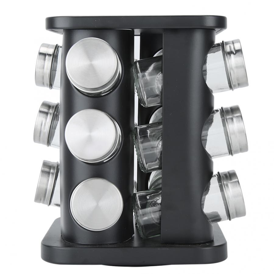 Rotating Spice Rack with 12 Glass Jars Organizer by HitMyNeed