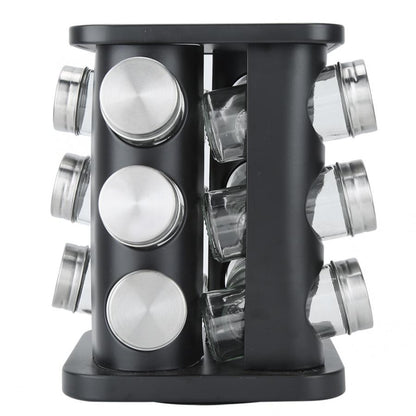 Rotating Spice Rack with 12 Glass Jars Organizer by HitMyNeed
