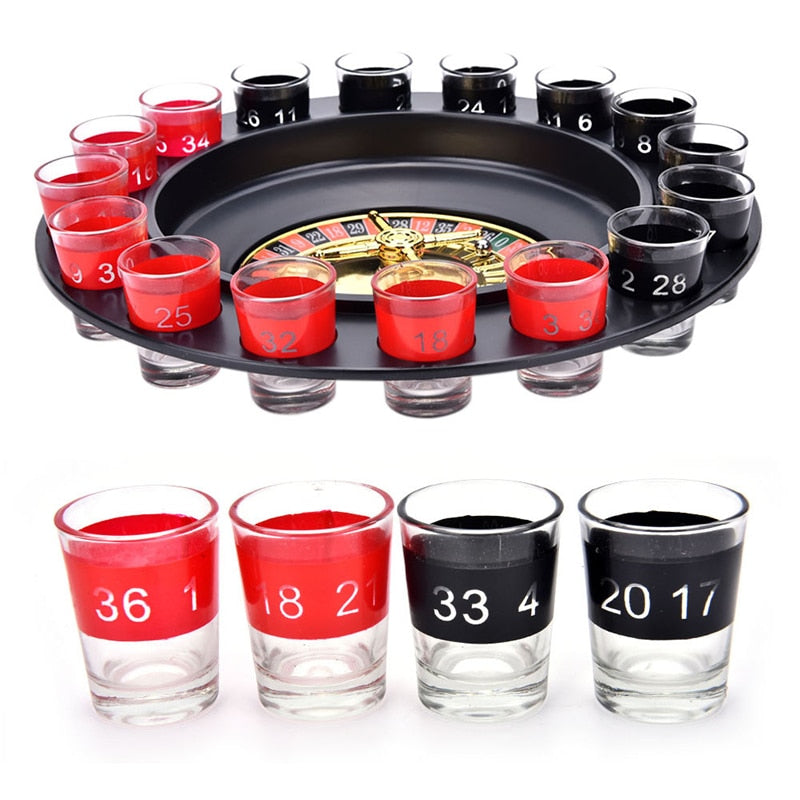 Roulette Drinking Game Set with 16 Shot Glasses by HitMyNeed