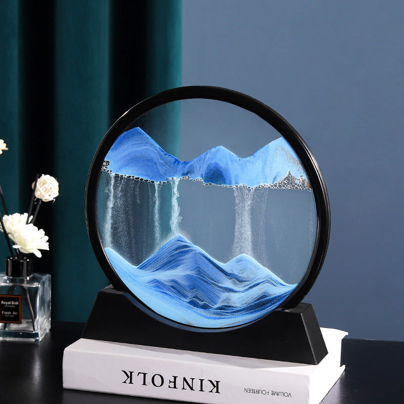 Round 3D Moving Sand Art Deep Sea Glass Decor by HitMyNeed
