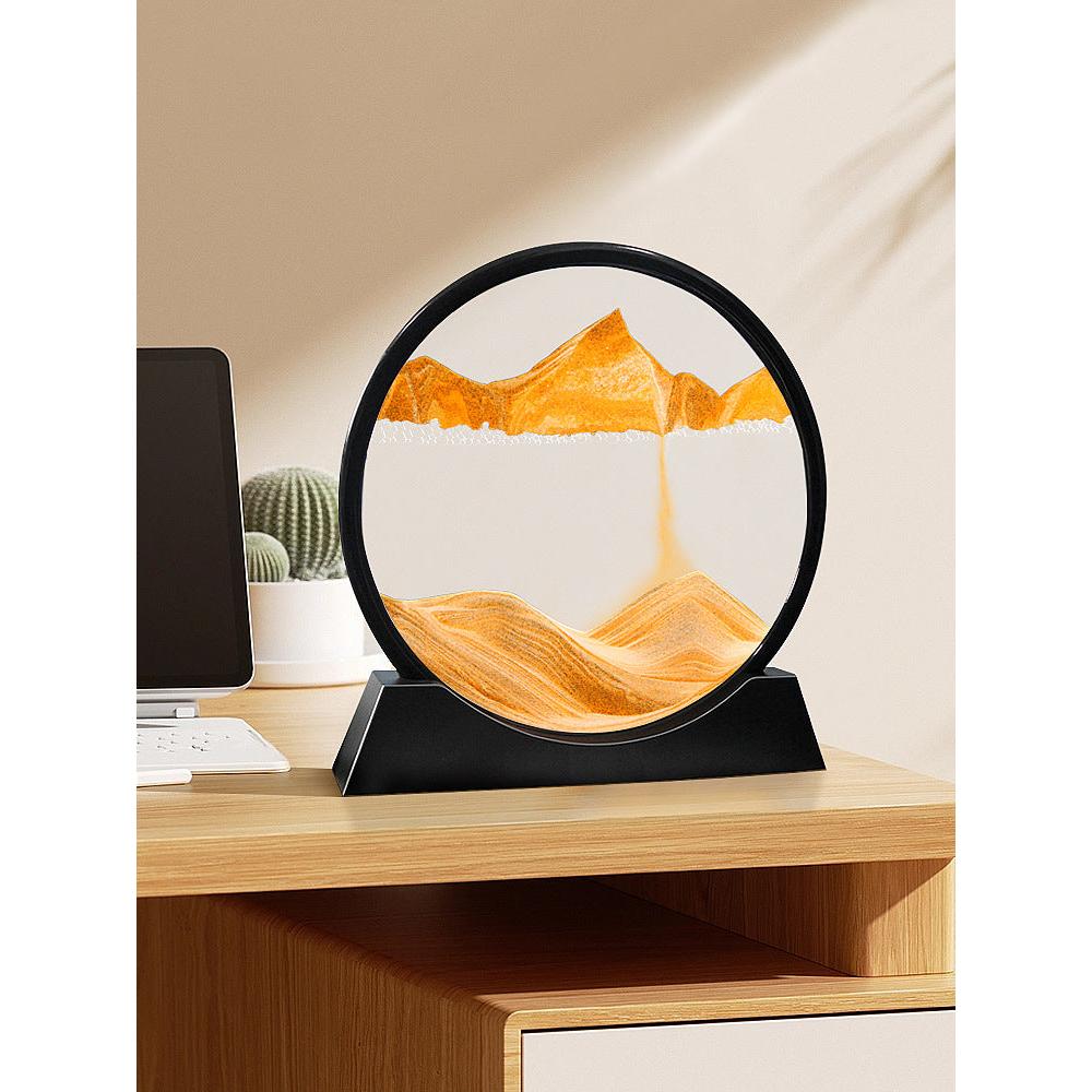 Round 3D Moving Sand Art Deep Sea Glass Decor by HitMyNeed