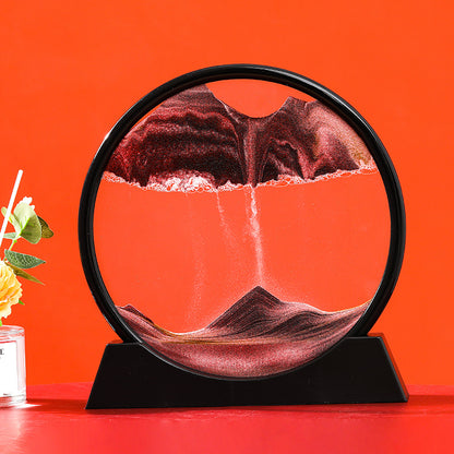 Round 3D Moving Sand Art Deep Sea Glass Decor black-base-brown 7-inch by HitMyNeed