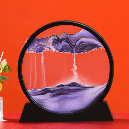 Round 3D Moving Sand Art Deep Sea Glass Decor black-base-purple 5-inch by HitMyNeed