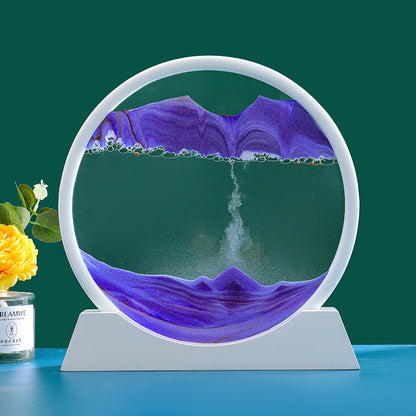 Round 3D Moving Sand Art Deep Sea Glass Decor white-base-purple 5-inch by HitMyNeed