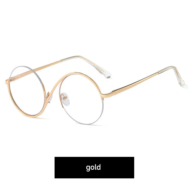 Round Anti Blue Light Glasses with Clear Lenses gold by HitMyNeed