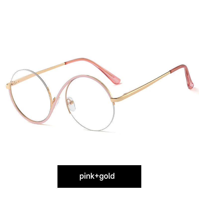 Round Anti Blue Light Glasses with Clear Lenses pink by HitMyNeed