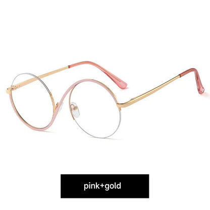 Round Anti Blue Light Glasses with Clear Lenses pink by HitMyNeed