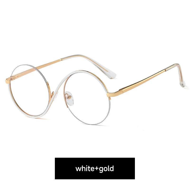 Round Anti Blue Light Glasses with Clear Lenses white by HitMyNeed