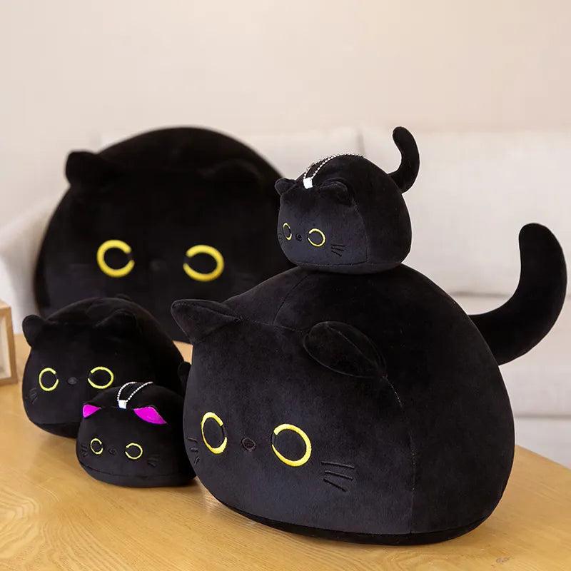 Round Black Cat Plush Ball Pillow for Kids by HitMyNeed