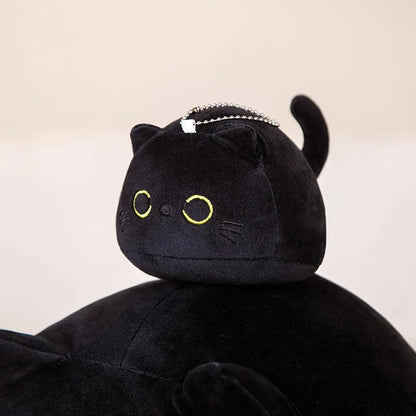 Round Black Cat Plush Ball Pillow for Kids by HitMyNeed