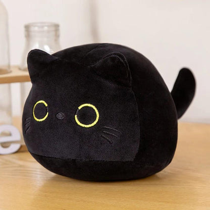 Round Black Cat Plush Ball Pillow for Kids 9cm black by HitMyNeed