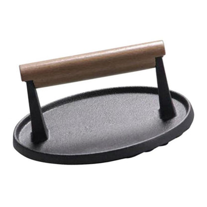 Round Cast Iron Hamburger Press with Wooden Handle by HitMyNeed