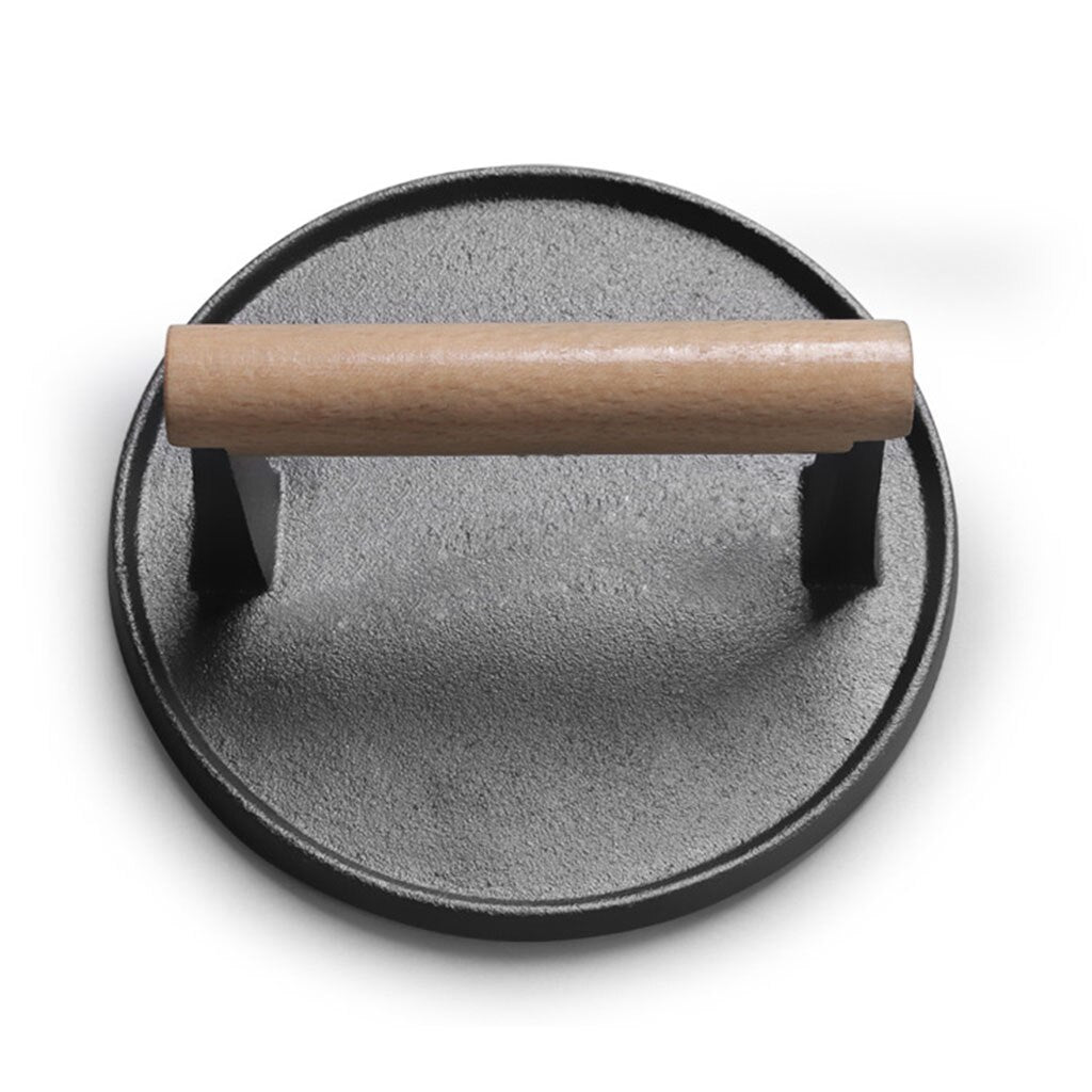 Round Cast Iron Hamburger Press with Wooden Handle by HitMyNeed