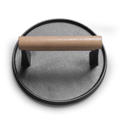 Round Cast Iron Hamburger Press with Wooden Handle by HitMyNeed