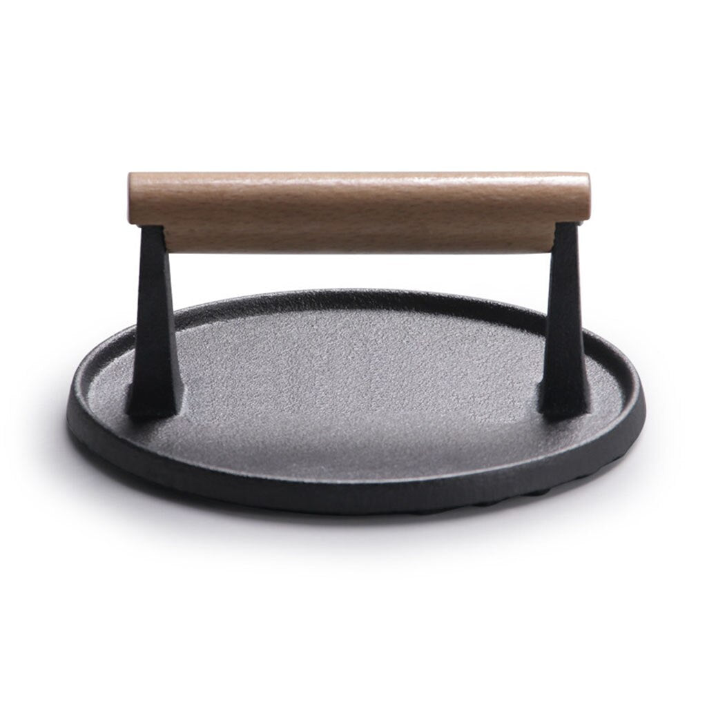 Round Cast Iron Hamburger Press with Wooden Handle by HitMyNeed