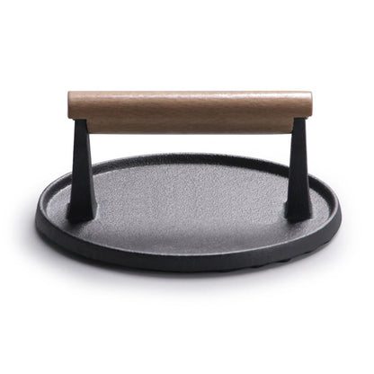 Round Cast Iron Hamburger Press with Wooden Handle by HitMyNeed