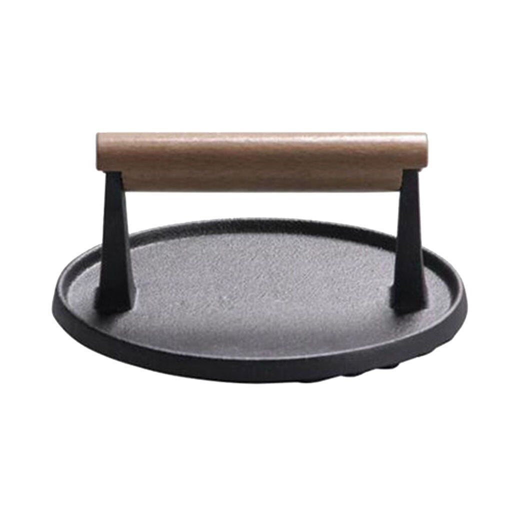 Round Cast Iron Hamburger Press with Wooden Handle by HitMyNeed