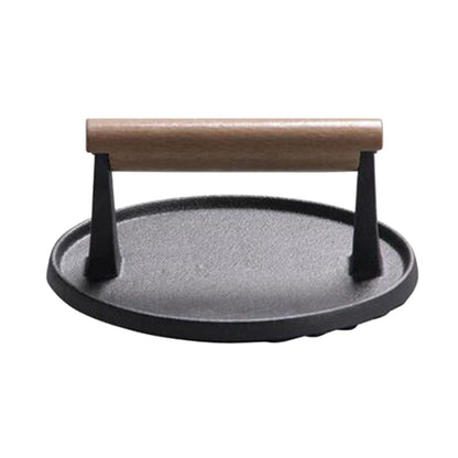 Round Cast Iron Hamburger Press with Wooden Handle by HitMyNeed