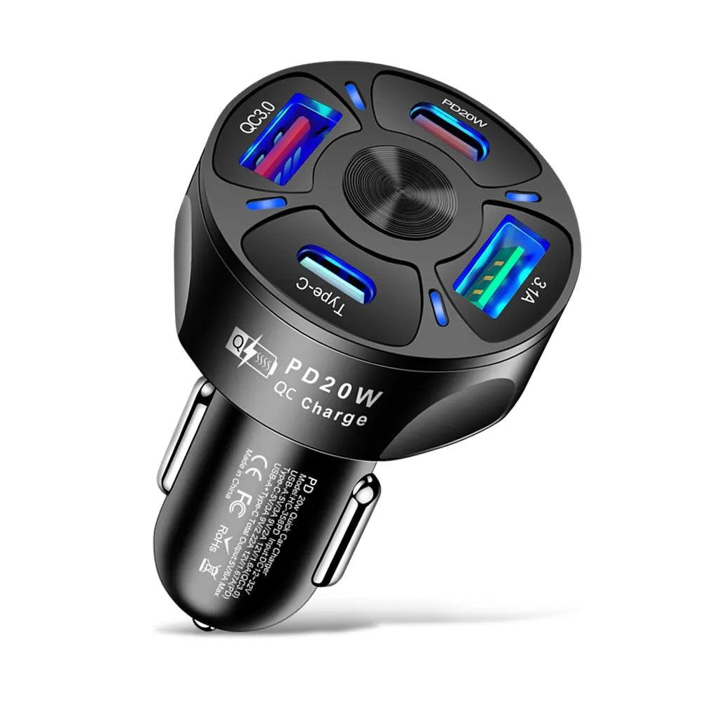 Round Dual USB Car Charger PD & QC3.0 Fast Charge by HitMyNeed