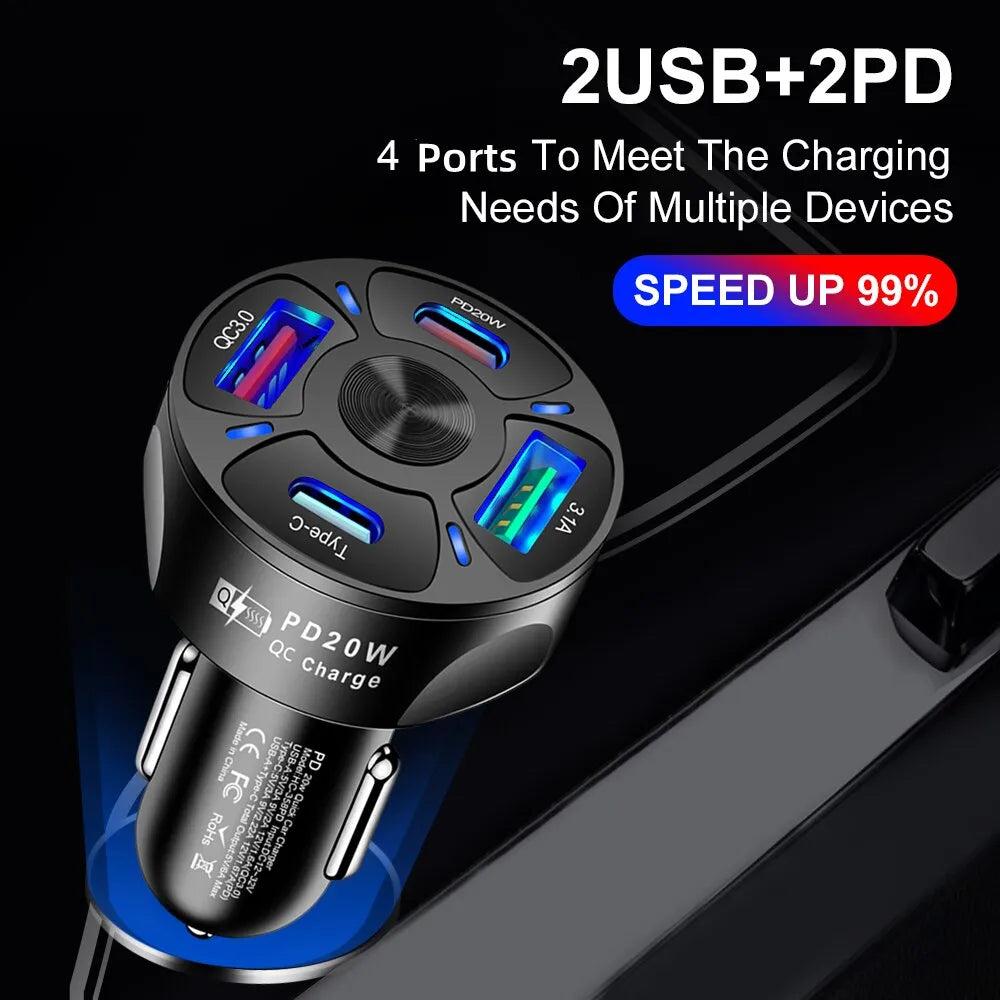 Round Dual USB Car Charger PD & QC3.0 Fast Charge by HitMyNeed