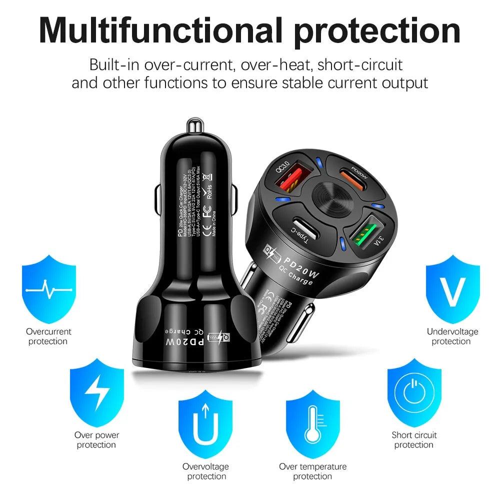 Round Dual USB Car Charger PD & QC3.0 Fast Charge by HitMyNeed