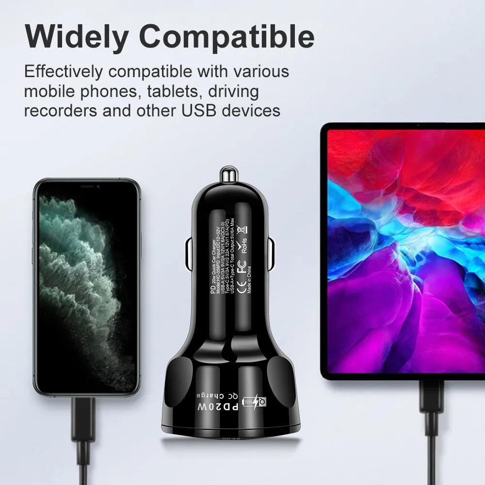 Round Dual USB Car Charger PD & QC3.0 Fast Charge by HitMyNeed