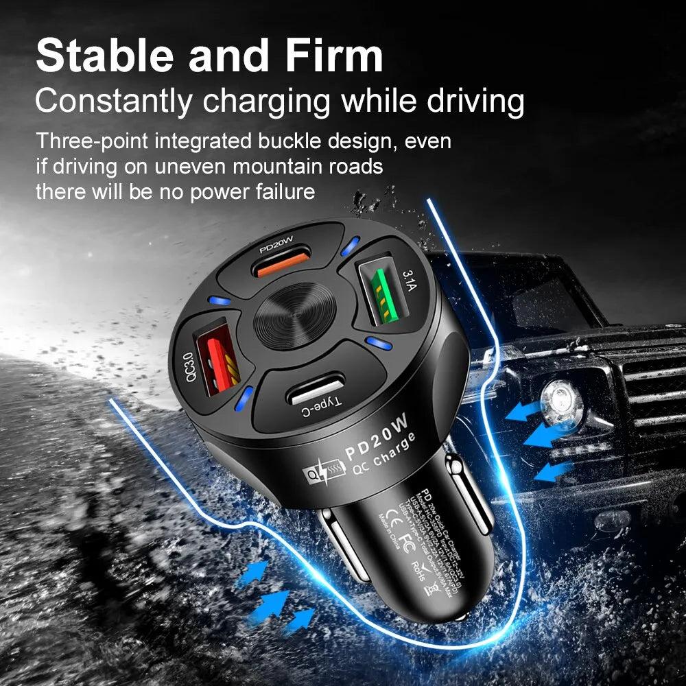 Round Dual USB Car Charger PD & QC3.0 Fast Charge by HitMyNeed