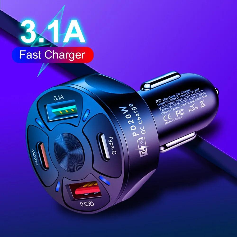 Round Dual USB Car Charger PD & QC3.0 Fast Charge by HitMyNeed