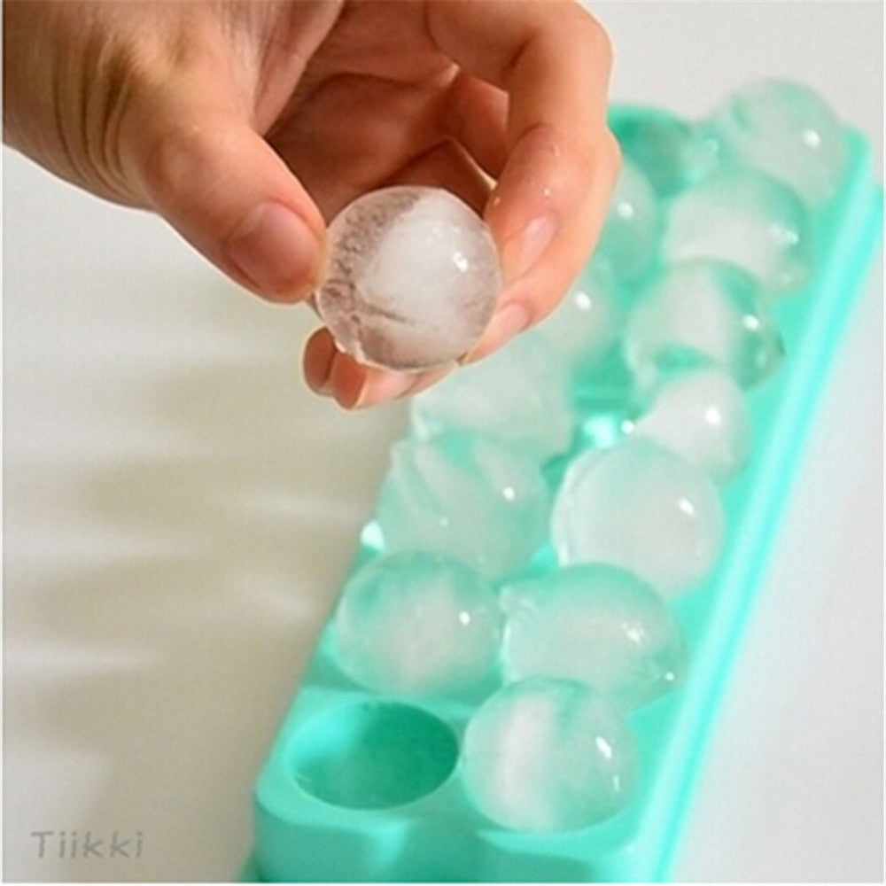 Round Ice Cube Maker Tray, 14 Sphere Mold by HitMyNeed
