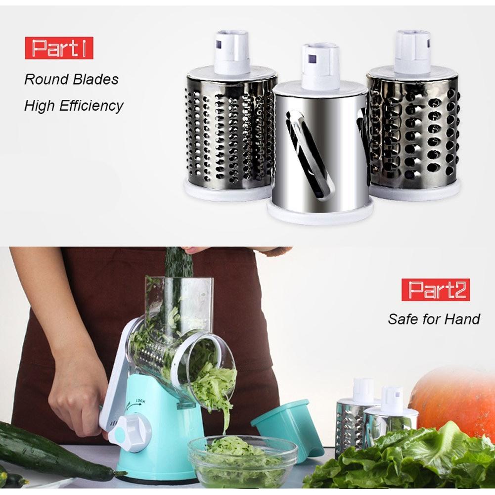 Round Mandoline Slicer with 3 Stainless Steel Blades by HitMyNeed