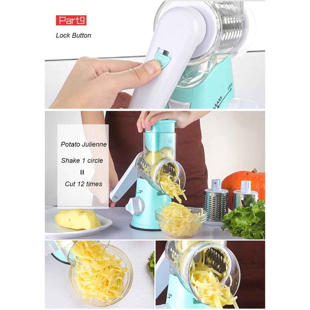 Round Mandoline Slicer with 3 Stainless Steel Blades by HitMyNeed