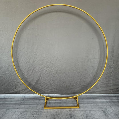 Round Metal Balloon Arch Stand for Event Backdrops 2-2m86-6in gold-square-base by HitMyNeed