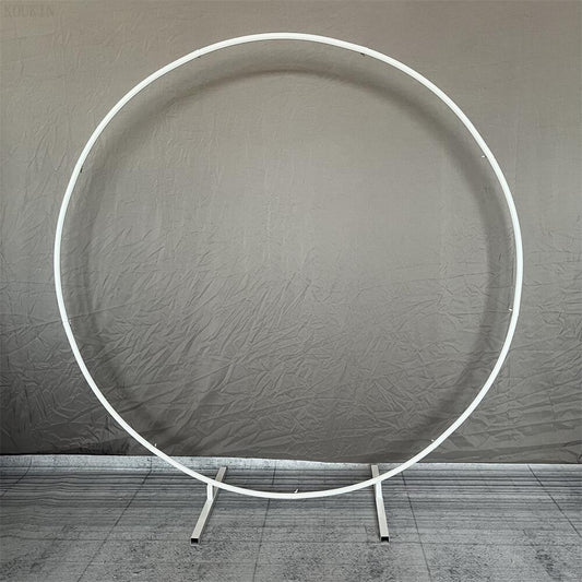 Round Metal Balloon Arch Stand for Event Backdrops 2-2m86-6in white by HitMyNeed